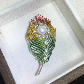ZHBORUINI wysokiej jakości naturalne słodkowodne perły broszka perła pióro broszka złoty kolor perła biżuteria dla kobiet prezent akcesoria
