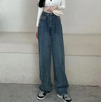 ZHISILAO Boyfriend Mom Jeans Women Plus Size Wysoka Talia bezpośrednie szerokie dżinsy 2020 rocznika niebieskie czarne jeansowe spodnie Chic