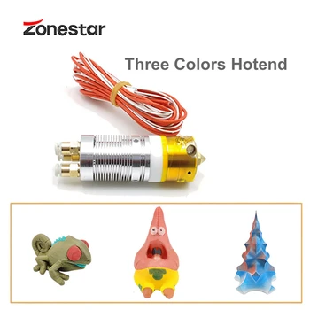 ZONESTAR J-head 3-IN-1-OUT Multi-Color Mixing Three Color Hotend 0.4 mm dysza 1.75 mm wątek drukarka 3D części 24V wytłaczarki