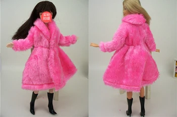 Zabaw dla dzieci domek zabawka lalka akcesoria zimowe ciepłe ubrania różowa warstwa ubrania dla lalek Barbie futro doll odzież dla 1/6 lalki BJD