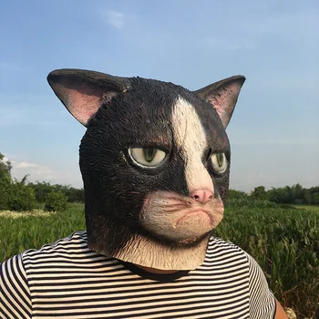 Zabawny Zły Kot Halloween Cosplay Maski Dla Zwierząt Wprost Maska Lateks Horror Masquerade Party Kot Kostium Dla Dorosłych, Maska