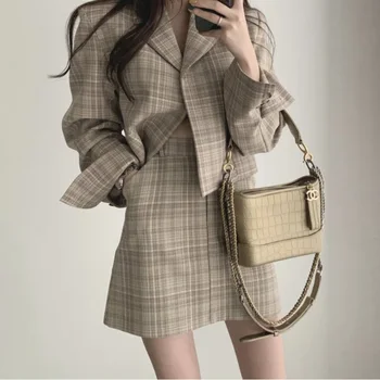 Zawód OL biurowe damskie kostiumy koreański chic moda temperament krótki garnitur, kurtka, spódnica, garnitur z dwóch części ubrania na jesień 2020