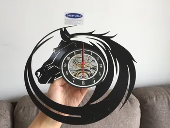 Zegar ścienny koń prezent zegar ścienny płyta Winylowa Artystyczny Wystrój vintage zegar ścienny 3d dial wizja