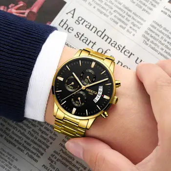 Zegarek NIBOSI Męskie wodoodporny chronograf wojskowe wojskowe zegarki męskie ze stali nierdzewnej Top Brand Luxury Man Sport Watches 2309