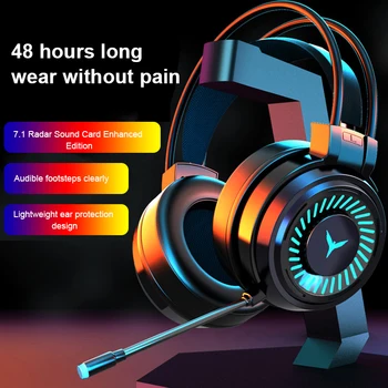 Zestawy słuchawkowe dźwięk przestrzenny stereo słuchawki przewodowe USB mikrofon kolorowe światło PC laptop do gier zestaw słuchawkowy