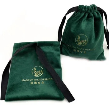 Zielony aksamit podarunkowe pakiety 8x10cm (3x4inch) 10x12cm 13x17cm pakiet z 50 niestandardowe logo torba na rzęsy, makijaż, biżuteria, koronki worek