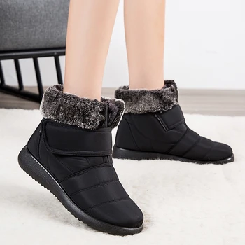 Zima plus aksamit ciepłe damskie buty wodoodporne damskie rakiety śnieżne ciepłe buty zimowe damskie antypoślizgowe bawełniane buty botki 35-43