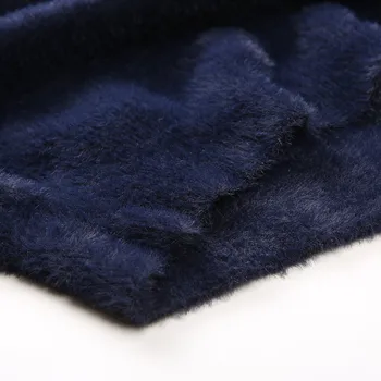 Zimowe Swetry NavyBlue Mężczyźni Sztuczne Futro, Puszysty Sweter Przewymiarowane Polar Stoisko Kołnierz Z Dzianiny Mężczyźni Ciepły Luźny Sweter Sweter Z Długim Rękawem