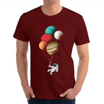 Zwykły astronauta z balonów t-shirt Nowy rok Dzień O-neck tkanina bawełniana męska w top koszulki normalne bluzki t-shirt moda