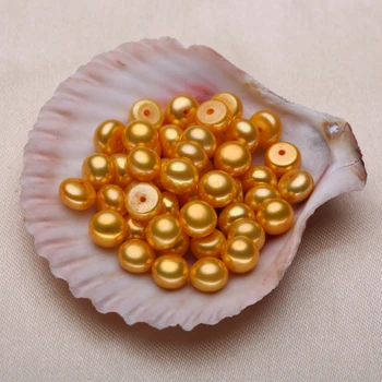 Złoty kolor barwione perły, sypki słodkowodne perły, 7-10mm chleb okrągły perła AAAA dobra odmiana pereł