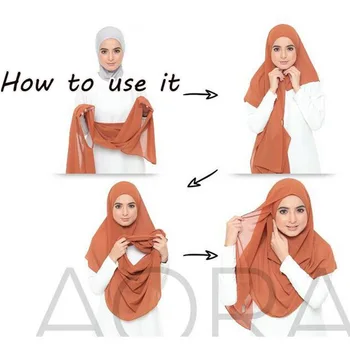Łatwy w obsłudze muzułmańska chusta hidżab welon leniwy czarno-biały szalik czapka czapka muzułmańska chusta muzułmańska hidżab
