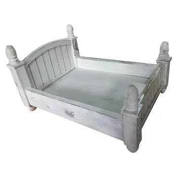 Łóżko drewniane noworodka rekwizyty do zdjęć dziecko robi zdjęcia w tle akcesoria H55B