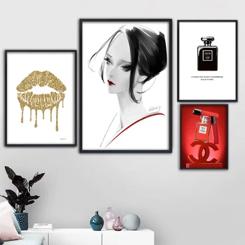 Ściany sztuki plakaty druk płótno Malarstwo Vogue Fashion kobiety dziewczyny plakaty zdjęcia plakaty do salonu ściany sztuki dekoracyjne