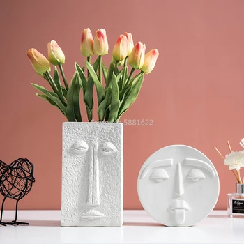 Ślubne, wazony do kwiatów skandynawskie akcesoria do dekoracji domu nowoczesny wazon do kwiatów wazony ceramiczne dla ludzkiej twarzy ozdoba salonu