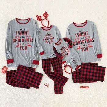 Świąteczna piżama rodzinna odpowiednia odzież pary/chłopcy/dziewczynki mama i ja odzież 2 szt./kpl. piżama pijama navidad familia