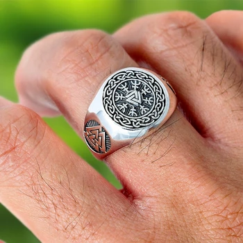 Валькнут kask czci trójkąty celtycka узловатая praca pierścień ze stali nierdzewnej pogańskie święte symbole wikingów talizman amulet biżuteria