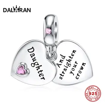 Даларан kształt serca 925 srebro próby córka koraliki Urok 925 oryginalne Diy biżuteria robi prezent na Dzień matki