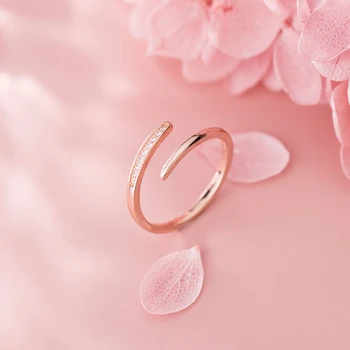 Модиан prawdziwe srebro próby 925 prosty różowe złoto kolor pierścień dla kobiet regulowane obrączki ślubne obrączki minimalistyczny biżuteria