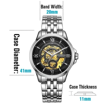 Старкинг luksusowe zegarki męskie szkielet automatyczne mechaniczne zegarki Chiny znane marki zegarków ze stali nierdzewnej Relogio Masculino
