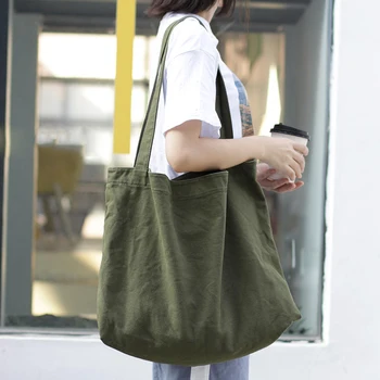 Холщовая prosta torba męska, bawełniana torba o dużej pojemności damska ekologiczna torba gospodarcza (zielona)
