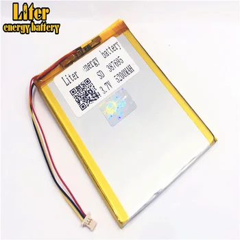 1.0 mm 3pin wtyk 3.7 W 387695 5200 mah tablet 7 cali litowo-polimerowy akumulator litowo-jonowy akumulator lipo akumulator