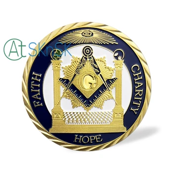 1-10szt złota moneta dumny wolnomularstwo pamięta monetę Wiara Nadzieja miłość, metalowe, medale masoński znak wyzwanie Zbierania monet