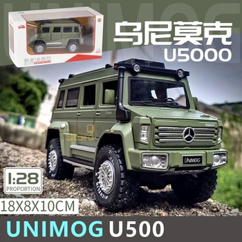 1:28 Легкосплавная samochodowa zabawka UNIMOG U500 Truck Alloy Model Hight Simulation 1/32 Truck Van Die-casting Sound & Light Pull Back Toys