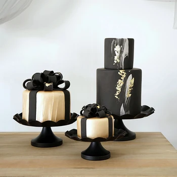 1 szt. czarny cake stand & ciastko podajnik fala krawędzi ciasto narzędzia do dekoracji domu deser stół partii dostawców przechowywania