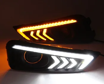 1 zestaw DRL światła do jazdy dziennej światło 12V ABS reflektor przeciwmgłowy pokrywa z obrotowym żółtym sygnalnym latarnią dla Honda City 2016