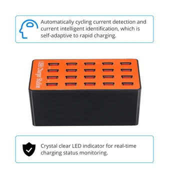 100 W 20-port USB-koncentratory wyposażone w ładowarki adapter Smart Charging Station Auto Detect Tech & Foldable Plug dla iPhone iPad Samsung