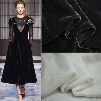 100cm*140cm czarny biały jedwab, bawełna, aksamit tkaniny luksusowy suknia materiał welur