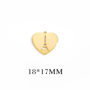 10szt 18x17MM 24K złoty kolor mosiądz z wieżą eiffla serce zawieszenia zawieszenia wysokiej jakości biżuteria Diy wnioski akcesoria