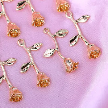 10szt dwa kolory róża kwiat biżuteria wisiorek metal zakład zawieszenia do produkcji biżuterii hurtowych DIY bransoletki naszyjnik kolczyki materiał