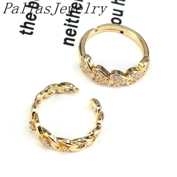 10szt kolor złoty pierścień dla kobiet regulowany mix mankietów otwarte pierścienie utorować CZ cyrkonia hurtownia biżuteria prezenty
