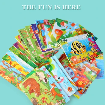 12 szt., puzzle drewniane, zabawki dla dzieci, łóżeczka drewniane puzzle dinozaur zwierząt nauczania dzieci zabawki Edukacyjne prezent