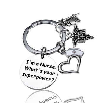 12pcs jestem pielęgniarką jaka jest Twoja mocarstwo piloty pielęgniarka wpr serce Urok breloki strzykawka igła breloki Dzień pielęgniarki prezenty gorące