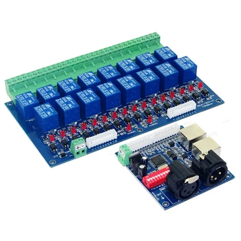 16CH Relay switch dmx512 Controller,wyjście przekaźnikowe,DMX relay control,16way relay switch DC12V main-board & DMX-RELAY-16CH