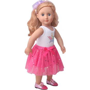 18-calowe dziewczyny doll odzież Gwiazda wydruku sukienka w wielu kolorach sukienka pasuje 40-43 cm baby Boy lalki amerykańska lalka spódnica zabawki c919