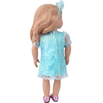 18-calowe dziewczyny strój lalka Księżniczka cekinami sukienka + cebula nadaje się 40-43 cm baby Boy lalki amerykańska lalka spódnica zabawki prezent c914