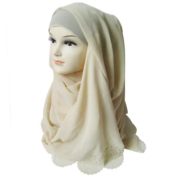 180*85 cm bańka szyfon kwiatowy cięcie laserowe islamski hidżab głowę owinąć szalik szal jednolite kolory, duży rozmiar