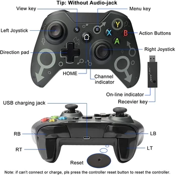 2.4 G bezprzewodowy gamepad kontroler 600 mah joystick do gier Microsoft Xbox One/One S, One X/P3 konsoli/PC Windows 7/8/10