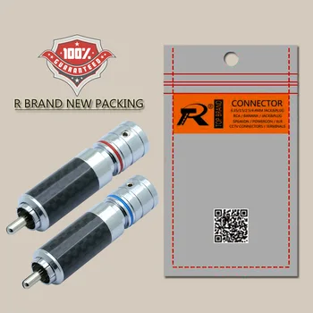 2 szt./1 para z włókna węglowego RCA wtyk RCA adapter audio/wideo kabel złącze obsługa 8 mm kabel bardzo wysokiej jakości