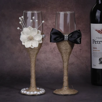2 szt. kpl moda toasty ślubne kieliszki Kryształ flety szampana dla panny młodej i pana młodego picia kieliszek wina dla miłośników prezentów