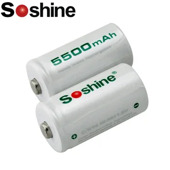 2 szt./lot Soshine C Size 1.2 V C/R14 C LR14 Size NiMH akumulator 5500 mah