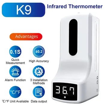 2 w 1 K9 termometr na Podczerwień naścienny 1000 ml Automatyczny dozownik mydła cyfrowy czoło temperatura ręce alarm gorączki