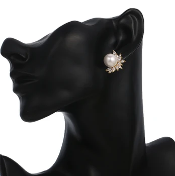 2018 Moda okrągły imitacja pereł kolczyki pręta z AAA Markiza cyrkonu kobiety stadnina ucho kolczyki biżuteria prezent brinco AE658