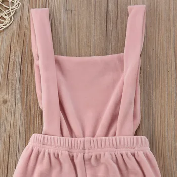 2018 nowy maluch Baby Girls dość słodki kombinezon bez rękawów backless elastyczny pas Różowy aksamit kombinezony kombinezon strój 6M-5Y