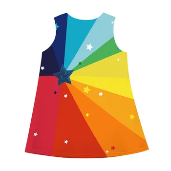 2019 Kid Summer Rainbow Princess Dress for Print Casual Party Girls Dress odzież Dziecięca 6 8 10 lat