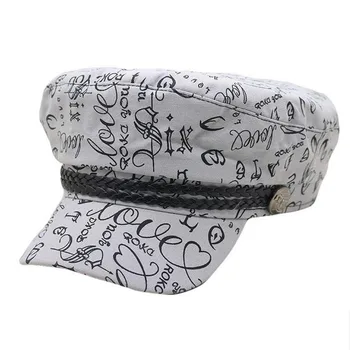 2019 mężczyźni Nowy jednolity kolor vintage litery graffiti moda damska ośmioboczna czapka rozmiar 58 cm mężczyźni bawełna Gazeciarz czapka artysta bierze kapelusz