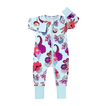2020 Noworodek Wiosna/Jesień Bawełniane Ubrania Dla Dzieci Grille Świąteczne Suwaki Chłopcy Zwierzęta Kwiatowe Stroje Piżama Roupa